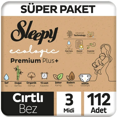 Sleepy Ecologic Premium Plus Süper Paket Bebek Bezi 3 Numara Midi 112