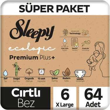 Sleepy Ecologic Premium Plus Süper Paket Bebek Bezi 6 Numara Xlarge 64