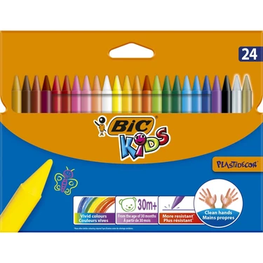 BIC Kids Plastidecor Silinebilir Elleri Kirletmeyen Pastel Boya 24