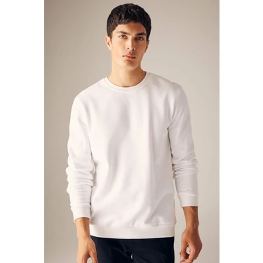 DeFacto Regular Fit Bisiklet Yaka Kalın Basic Düz Sweatshirt