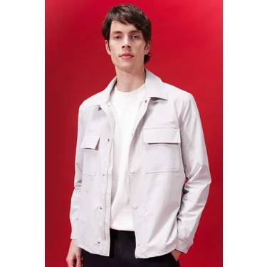 DeFacto Regular Fit Polo Yaka Çıtçıt Kapamalı Cepli Gömlek Ceket