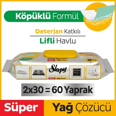 Sleepy Easy Clean Süper Yağ Çözücü Havlu 2x30 (60