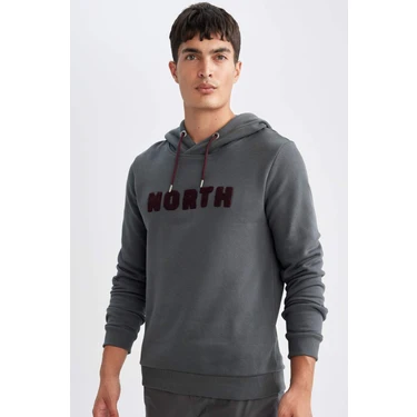 DeFacto Regular Fit Kapüşonlu Baskılı Kalın Sweatshirt
