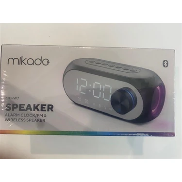 Mikado Md-W7 1200MAH 5W Siyah Bluetooth-Aux-Derece-Usb-Fm Double Alarmlı Saat Speaker