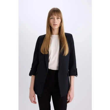 DeFacto Regular Fit Ceket Yaka Basic Düz Blazer Ceket