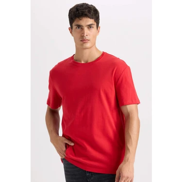 DeFacto New Regular Fit Bisiklet Yaka Basic Düz Kısa Kollu Tişört