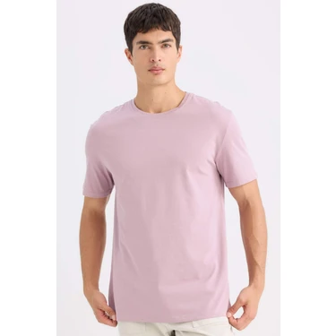 DeFacto %100 Pamuk New Regular Fit Bisiklet Yaka Basic Düz Kısa Kollu Tişört