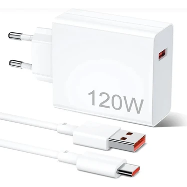 Kens Teknoloji Xiaomi Redmi Samsung Uyumlu 120W Ultra Hızlı Turbo Şarj Aleti - Type-C Veri ve Şarj