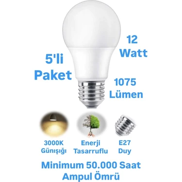 Repplam ACK 12W Günışığı LED Ampul 1075 Lümen E27 Duylu Yüksek Işık LED