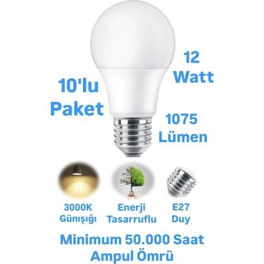 Repplam ACK 12W Günışığı LED Ampul 1075 Lümen E27 Duylu Yüksek Işık LED