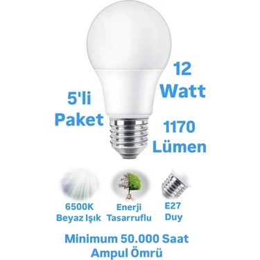 Repplam ACK 12W Beyaz Işık LED Ampul 1170 Lümen E27 Duylu Yüksek Işık LED