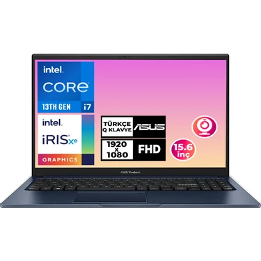 Asus Vivobook 15 I7-1355U 40GB 512GB SSD 15.6" Fhd Freedos Taşınabilir Bilgisayar X1504VA-NJ1499