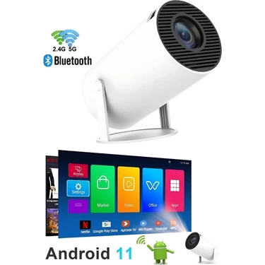 Projeksiyon Cihazı Taşınabilir Sinema Projeksiyon 720P Ev Sineması Bluetooth Android 11 Akıllı