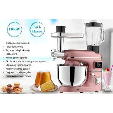 Yasomi Sm 1504BML LED Ekranlı Kıyma Çekme Aparatlı Blender Stand Mikser Mutfak Şefi