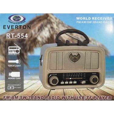 Everton RT-554  Bluetooth Fm-Usb-Tf-Aux Şarjlı Nostaljik