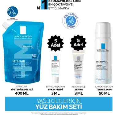 Yağlı Ciltler Için Yüz Bakım Seti: Effaclar Yüz Temizleme Jeli 400 ml& Effaclar Duo(+)M Bakım Kremi