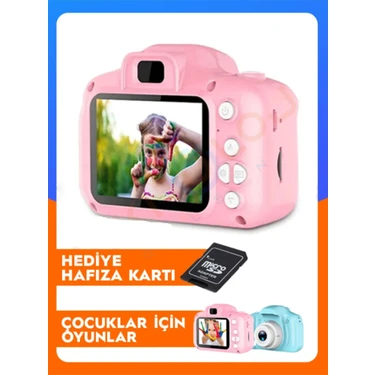 Çocuk Kamerası Dijital Fotoğraf Makinesi Mini 1080P Hd Kamera Hafıza Kart