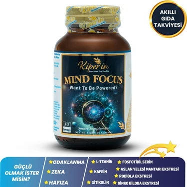 Kiperin Mind Focus Aslan Yelesi Mantarı, Sitikolin, Rhodiola, L-Theanin .. (1440MG) | Akıllı Gıda