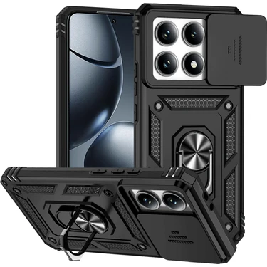 4U Sky Xiaomi 14T Pro Kılıf Pc+Tpu Telefon Kapak Lensi Üstün Koruma Standı-Siyah Için (Yurt