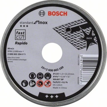 Bosch 115 x 1,0Mm Standard For Inox Rapido 10'lu