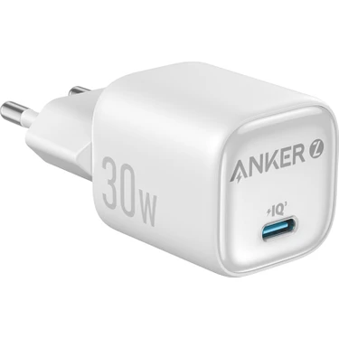 Anker Zolo 30W GaN USB-C Şarj Cihazı - Gelişmiş GaN II Teknolojisi - Beyaz -