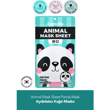 Panda Desenli Eğlenceli, Aydınlatıcı Kağıt Maske Lamelin Animal Panda