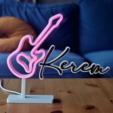 TolCamp Kişiye Özel Neon, LED Masa ve Duvar Dekorasyonu, Gitar Neon (Açıklamayı