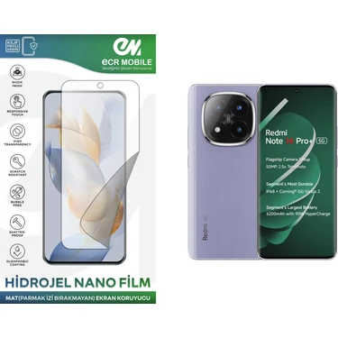 EcrMobile Redmi Note 14 Pro+ ile Uyumlu Hidrojel Nano Ekran Koruyucu Film Mat(Tempered Cam