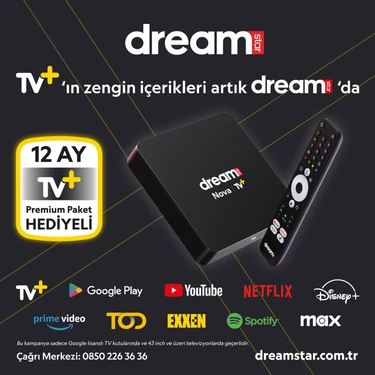 Dreamstar Nova | TV+ (12 Ay Premium Üyelik Hediyeli) 4K Lisansli Android TV Box | 2GB Ram | 32GB