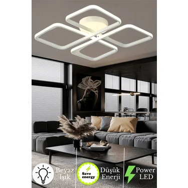 Novem  Modern Plafonyer Ultra Süper Beyaz Ledli Avize Beyaz