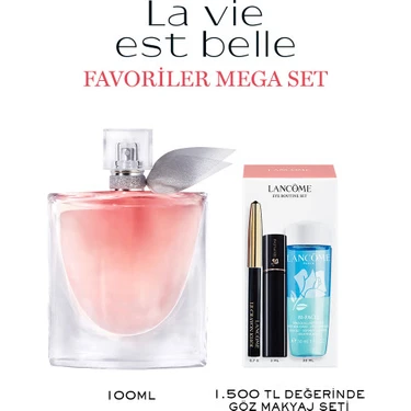 Lancome La Vie Est Belle 100ML Büyük Boy Parfüm & Göz Makyajı Favoriler Mega Set