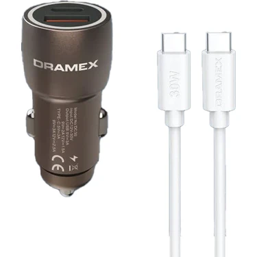 Dramex DC30T 3.1A 30W Pd Q.c. 3.0 1mt Type-C - Type-C Kablolu 1xtype-C + 1xusb-A Port Çıkışlı Hızlı