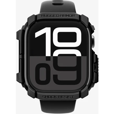 Spigen Apple Watch 46mm Seri 10 Kılıf Rugged Armor Matte Black -