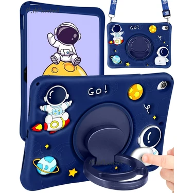 M.TK Moveteck Samsung Galaxy Tab A11+ Plus / A9 Plus 11 Inç Astronot Çocuk Kılıfı Askılı Standlı