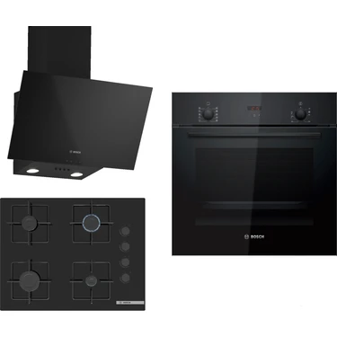 Bosch Siyah 3lü Ankastre Set 317( HBF512BB1T - POP7C6P30O - DWK63PJ60T ( 61T ) ) 67 cm