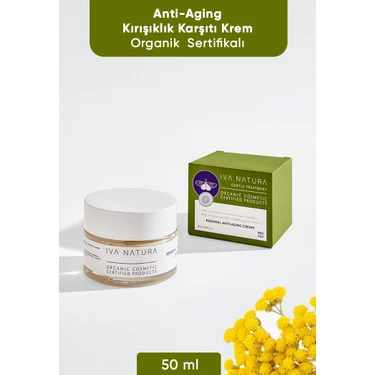 IVA NATURA Organik  Hyaluronik Asit İçeren Anti-Aging Krem Ölmez Otu Çiçeği Özlü 50