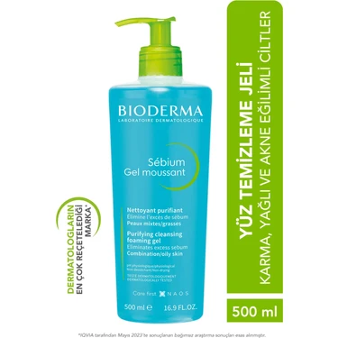 Bioderma Sebium Foaming Gel Karma, Yağlı Ve Akneye Eğilimli Ciltler Için Yüz Temizleme Jeli 500