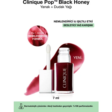 Clinique Pop Renklendirici Yanak + Dudak Yağı – Black Honey| Parlak