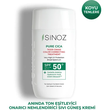 Sinoz Pure Cica Anında Ton Eşitleyici Ve Onarıcı Yüz Bakım Kremi - Yeni Nesil Mineral Güneş