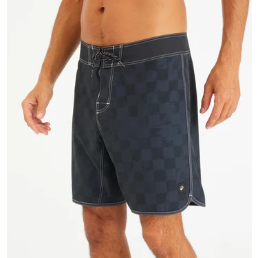 Olaian Erkek Uzun 18" Deniz Şortu/ Boardshort - Siyah - 500