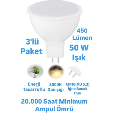 Repplam K2 5W MR16 LED Ampul Günışığı Iğne Bacak Spot Ampul 220