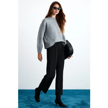 Grimelange NANNA Kadın Oversize Fit Yumuşacık Kaşmir Tuşesinde Bisiklet yaka Kalın Triko Grimelanj