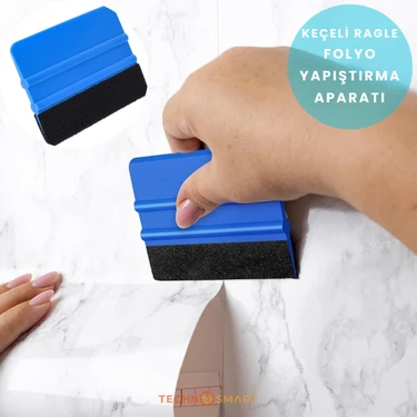 Technosmart Keçeli Ragle Kendinden Yapışkanlı Folyo Duvar Kağıdı Cam Filmi Kaplama Uygulama