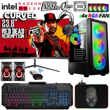 Xaser XSR364 I7 4790 3.60 GHz 16GB Ram 512GB SSD 8gb RX580 24" 100Hz Curved Oyuncu Masaüstü