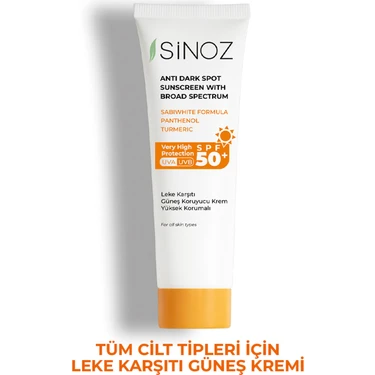 Sinoz Spf 50 Leke Karşıtı Yüksek Koruyucu Yüz Güneş Kremi 50 ml Normal Ve Kuru Ciltler