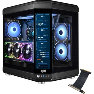 Dragos North Evo Vision Plus 7x Argb Fan USB 3.0 + Type C Pcı Express 4.0 Riser Atx LCD Ekranlı