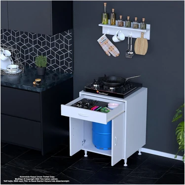 Modilayn Çok Amaçlı Dolap Set Altı Dolap Mutfak Dolabı 59 cm Genişlik 85,4 cm Yükseklik Beyaz