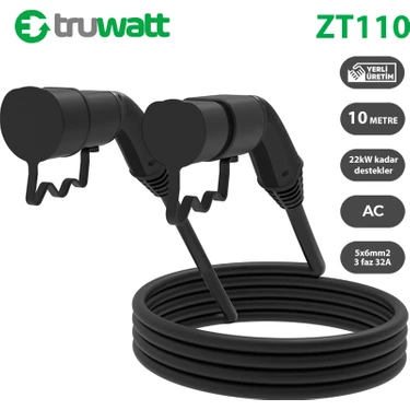 Truwatt ZT110 Elektrikli Araç Şarj Kablosu Type-2 32A/22KW/380V (10