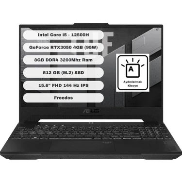 Asus TUF Gaming F15 FX507ZC4-HN081 Intel Core i5 12500H 8GB 512GB SSD RTX3050 Freedos 15.6" FHD