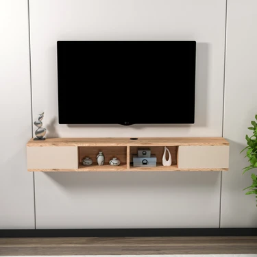 Arnetti Mayer Duvara Monte Raflı Tv Sehpası, Atlantik Çam Bej -